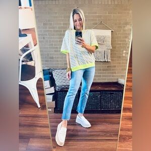 ODDY Neon Striped Short Sleeve Tee - Lime and Lavender